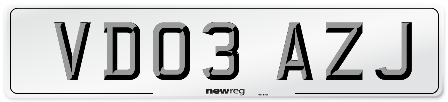 VD03 AZJ Number Plate from New Reg